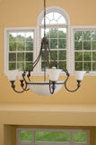 Large  Opaque  Glass  And  Iron  Chandelier