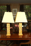 Pair  Lamps  Made Of  Mah  Jong  Tiles