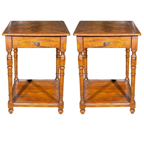 Italian Square End/ Night Table Parquetry Top