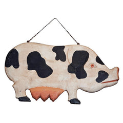 Folk Art Decorated Hanging Pig