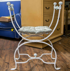 Mid 1920's Painted Iron Bench With Arms
