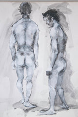 Gouache Painting of Two Male Nudes