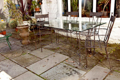 Wrought Iron Dining Table With 5 Armchairs