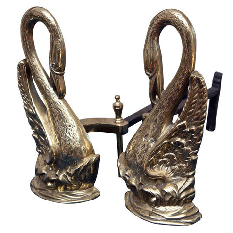 Pair of Cast Brass Andirons