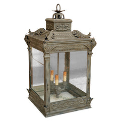 Iron  Square   Wall  Lantern  With  Glass Sides