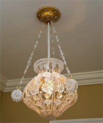 Small Chandelier With  Glass Beads And Rosettes