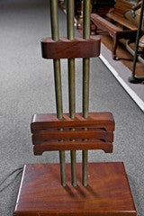 Pair of Standing Mahogany And Brass Standing Floor Lamps
