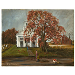E.S. Nichols American Mid Century Impressionist Painting – Country Church