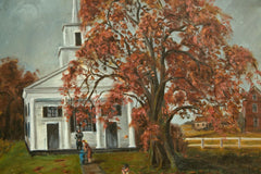 E.S. Nichols American Mid Century Impressionist Painting – Country Church