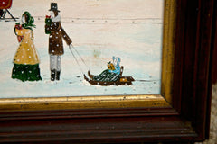 Oil Painting "Christmas Snow" in Primitive Style