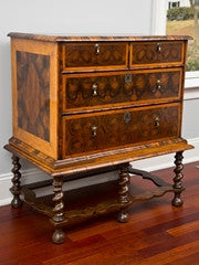 William And Mary Oyster Walnut  Chest on Stand Circa 1685