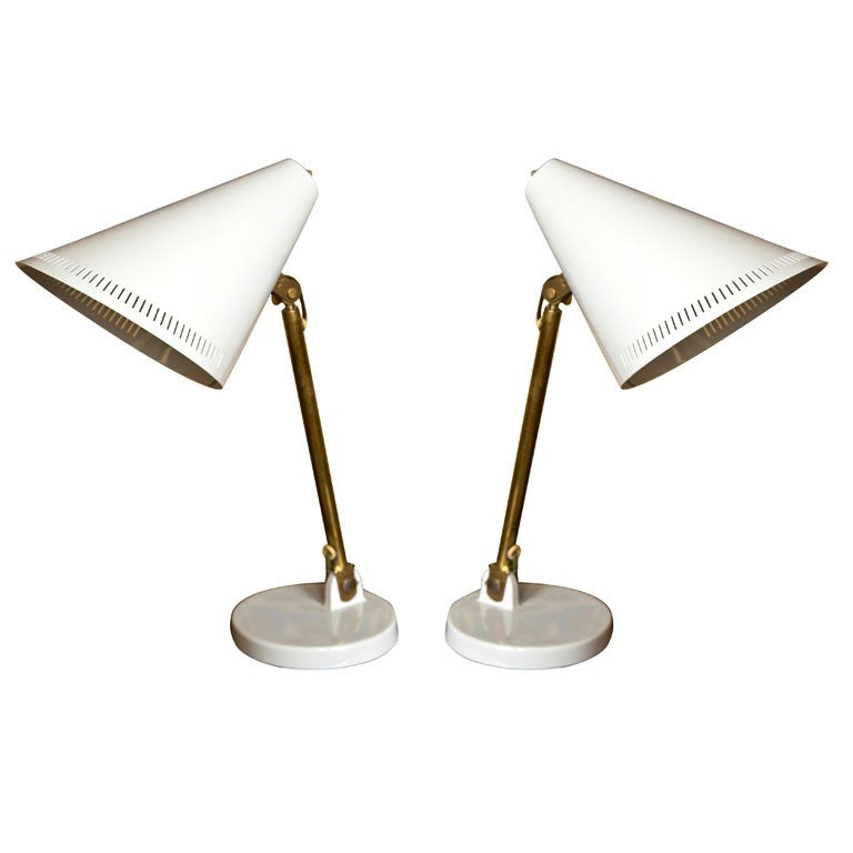Pair Paavo Tynell Adjustable Desk Lamps for Idman