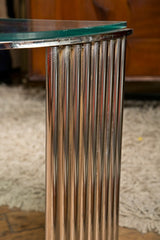 Art Deco Tubular Chrome Console Table Attributed to Vermillion of L.A.